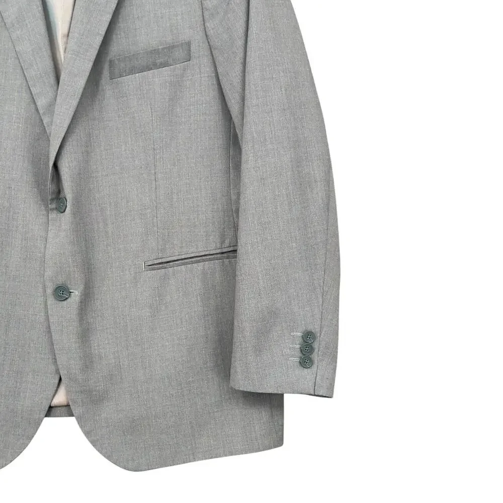 Hockerty Grey Bespoke Custom 2 Button Notched Lapel Blazer Jacket Mens 46‎